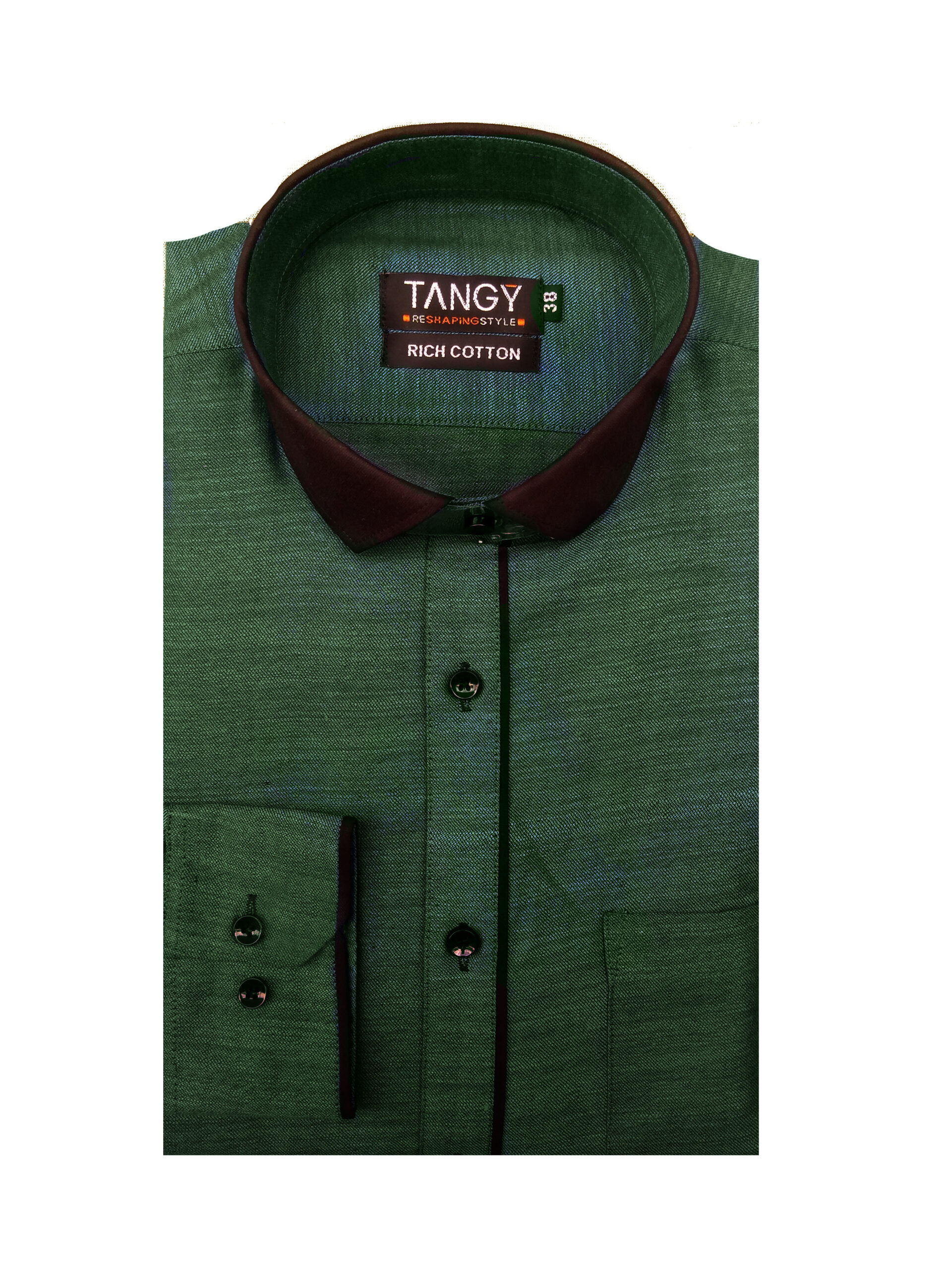 Green Men's Full Sleeves Regular Fit Designer Shirt - TANGYSTORE.IN
