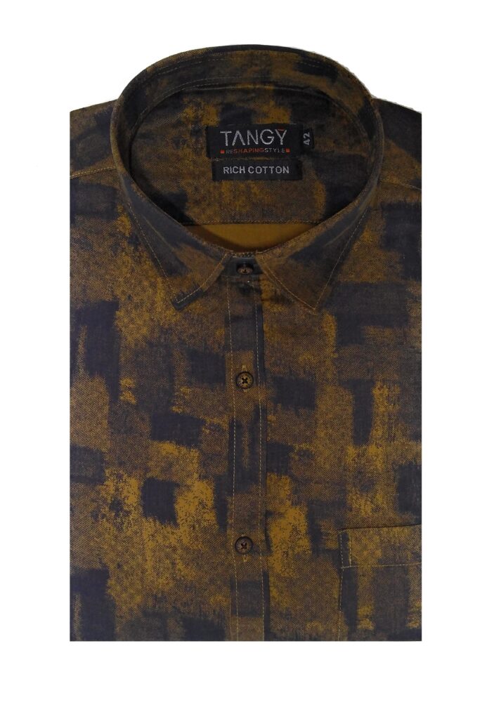 Men's Brown Printed Slim Fit Shirt