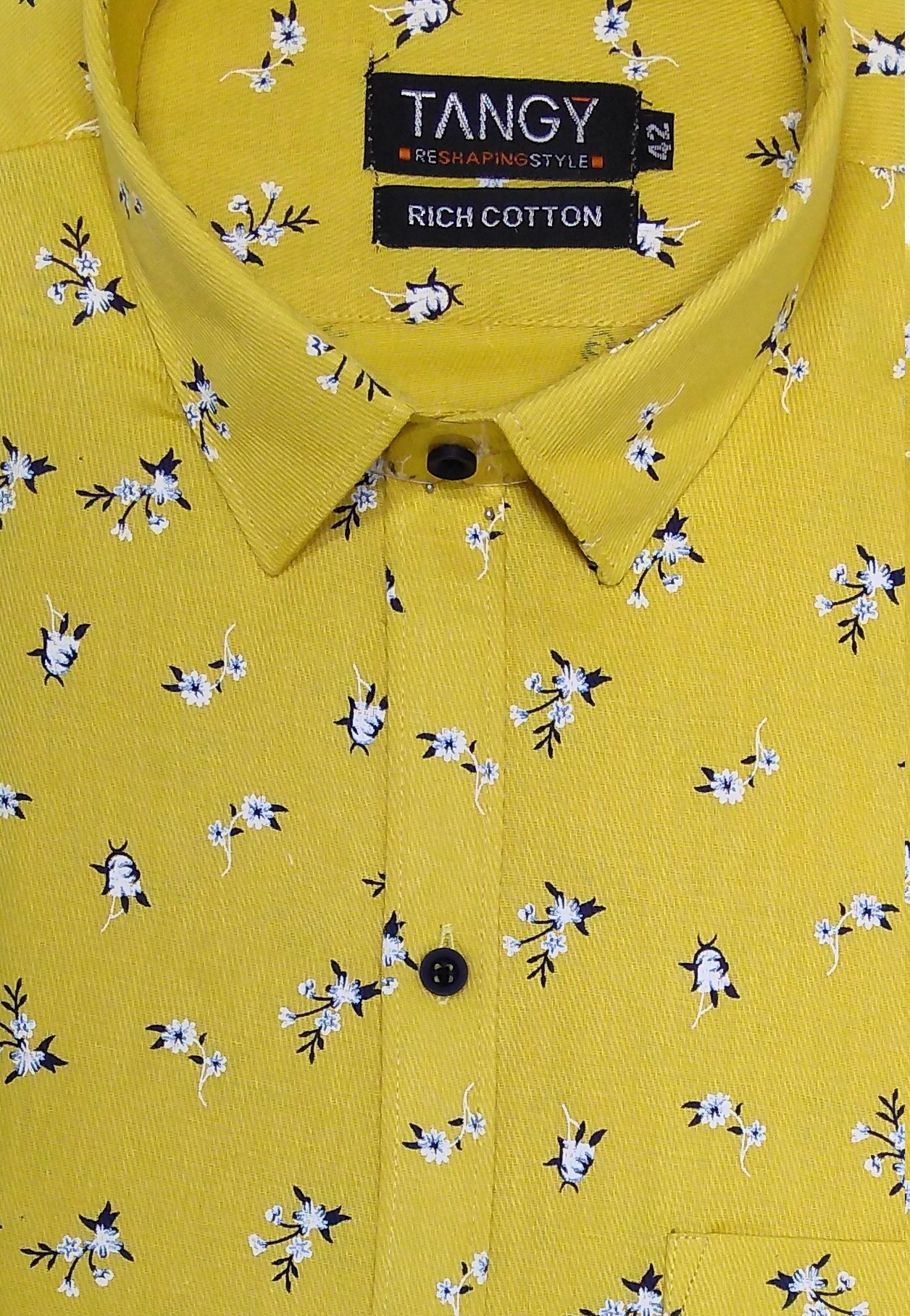 Full Sleeves Regular Fit Yellow Printed Men Shirt - TANGYSTORE.IN