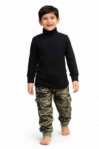 Tangy Kids New Born Infant Baby Boys and Baby Girls Full Sleeves Turtle High Neck Cream Skiwi in Plain Solid Color